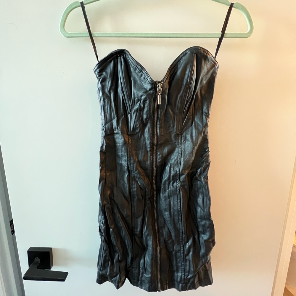 H&M - faux leather strapless dress